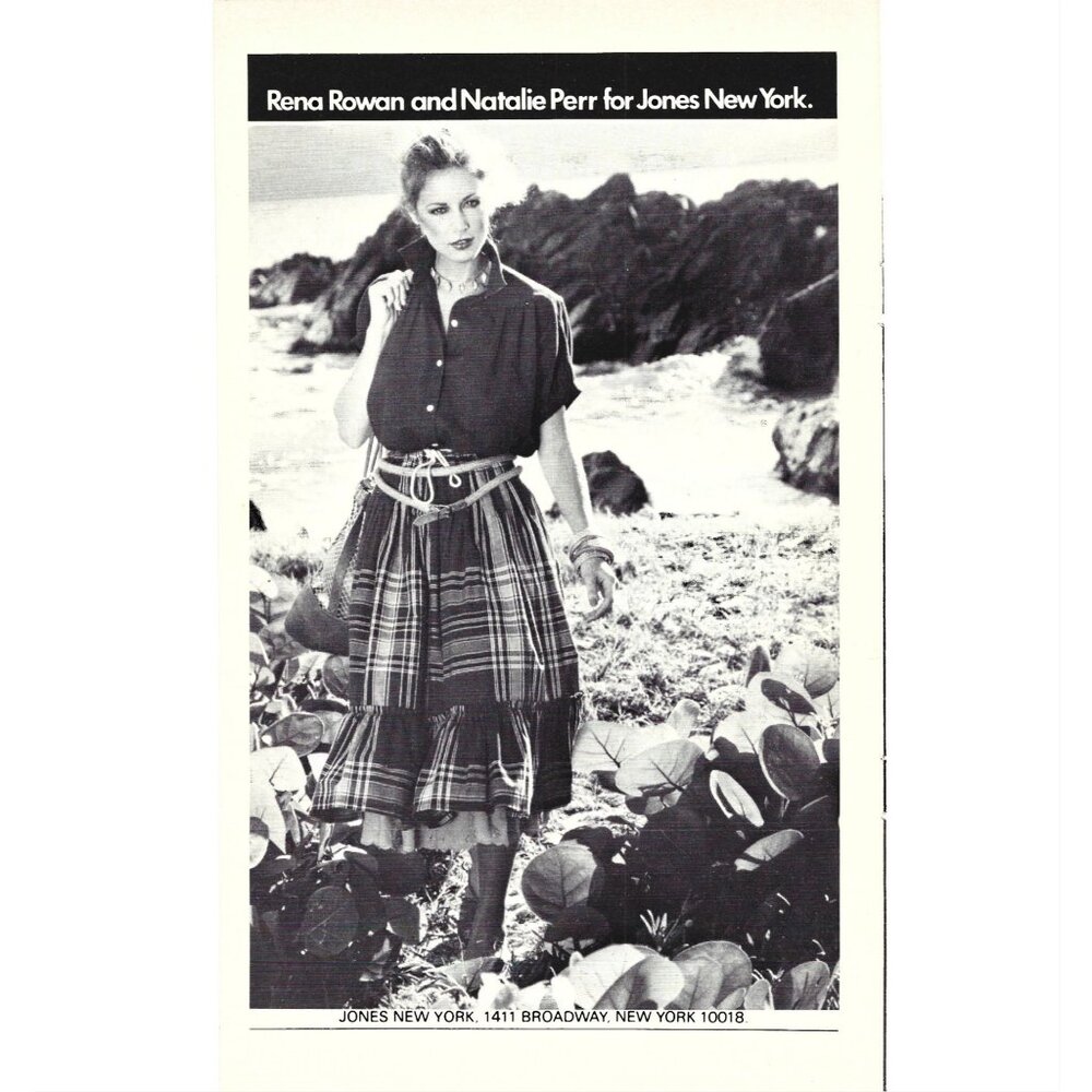 Rena Rowan Natalie Perr Jones New York Bohemian Plaid Vintage 1970s Print AD